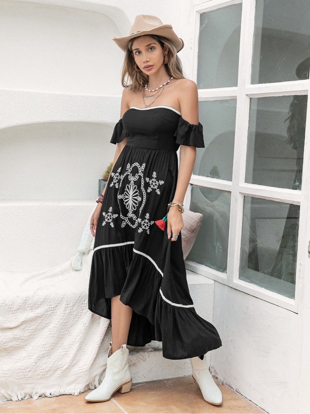 High-Low Off-Shoulder Dress - Picture 4 of 5